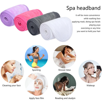 50pcs Customize Logo Spa Facial Hairband Terry Cloth Head Band Stretch Towel Color Washable Facial Good Spa Headband Makeup