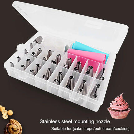 32Pcs Cake Decorating Tools Icing Cream Piping Nozzle Tips Confectionery Pastry Bags Stainless Steel Nozzles Tip Cake Decoration