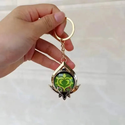 Game Impact Fontaine Sumeru Wanderer Light Pervious Key Chain 7 Element Eye Of Original God Cosplay Toy KeyRing