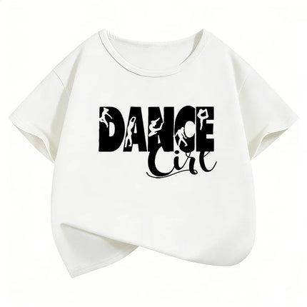 Dance Girl Letter Printed T-Shirts Short Sleeve Y2K Kids Children's T-shirt Boys Girls Summer Spring Casual Top Tee Shirt