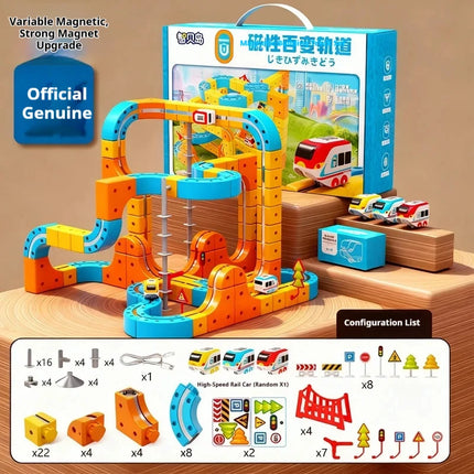 DIY Magic Transforming Magnetic Cube Track Set Electric Anti-Gravity High-Speed Train Model Toy Building Blocks Vehicle Track