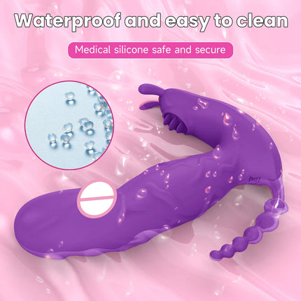 3 In 1 Wearable Panty Vibrator Dildo Sex Toy Masturbator G-Spot Clitoral Stimulator Massager for Female Couples Adults 18+