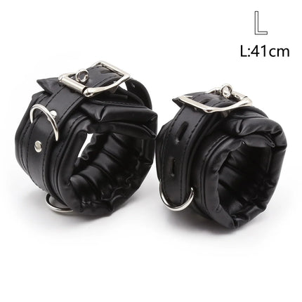 Bdsm Bondage Sex Toys of Leather Adjustable Handcuffs Ankle Cuffs with Metal Link for Men Women Restraints Exotic Accessories