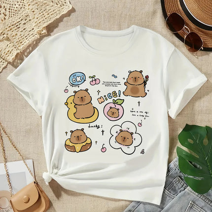 2025 Capybara T-Shirt Kids Children T-Shirt Capybara Cartoons Clothes Kid Girl Boy Capybaras T-Shirt Baby Casual Top Clothes