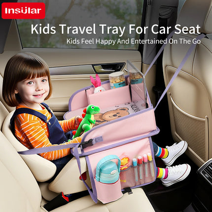 Kids Travel Tray Storage Pocket Waterproof Toy Painting Board Portable Safety Seat Folding Table Painting Board Vehicle-mounted