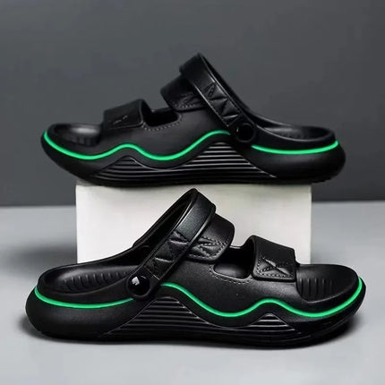 Men's Summer Outdoor Sandals Anti-Slip Beach Thick Bottom Color Block Soft Comfortable Sports Slippers PVC Material Leisure Styl