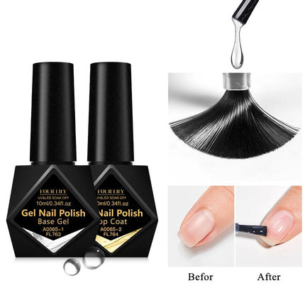 FOUR LILY 10ml Base Gel, Top Coat, Matte Top Coat Functional Nail Care Long Lasting UV/LED Varnish Gel Nail Polish Manicure