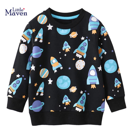 Little maven Kids Clothes Children's Clothing Baby Boys Spring New Autumn Cartoon Space Rocket Infants Sweatshirts