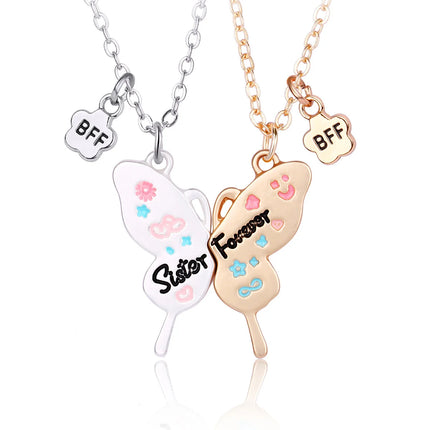 2Pcs Cute Cartoon Animal Magnetic Necklace Exquisite Kawaii Pendant Best Friends Couple Jewelry Accessories Party Birthday Gift