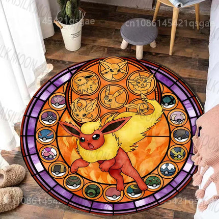 1PC Cartoon Japan Pokemon Sylveon Print Round Carpet for Living Room Bedroom Table Chair Sofa Home Decor Area Rug Luxury Gift