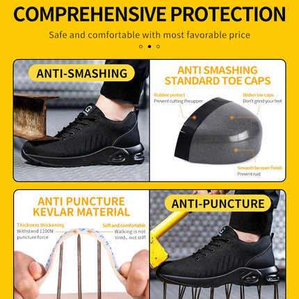 New Styles Men Safety Boots With Steel Toe Cap Anti-smash Work Sneakers Safety Shoes Men IndestructibleWork Boots Tactical Boots