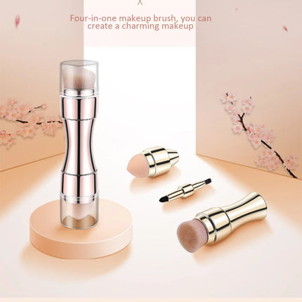 4-in-1 Multifunctional Makeup Brush Set - Professional Portable Foundation Blush Eyeshadow Lip Brushes Travel Kit with Case