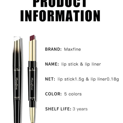 2 In 1 Lipstick lipliner Matte Highly Pigmented Waterproof Long Lasting Non stick Cup Lip Makeup