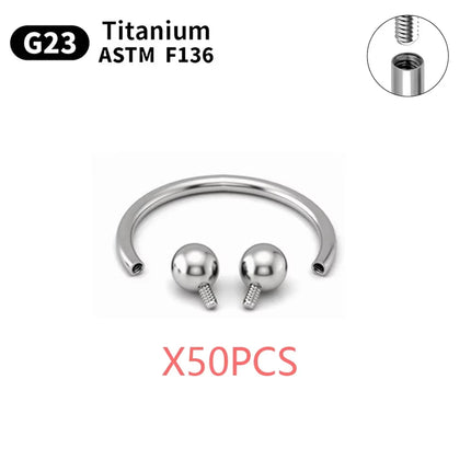 G23 Titanium ASTM-F136 Piercing Nose Ring Eyebrow Septum Helix Cartilage Piercing C rod Body Jewelry For Women Wholesale 5/50PCS