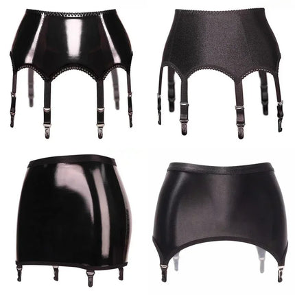 Sexy Luxury Women Garter Belt Glossy Satin Mini Skirt Metal Clips Suspender for OL Ootd Pole Dancer Sm Game Fashion Bdsm Sex Fun