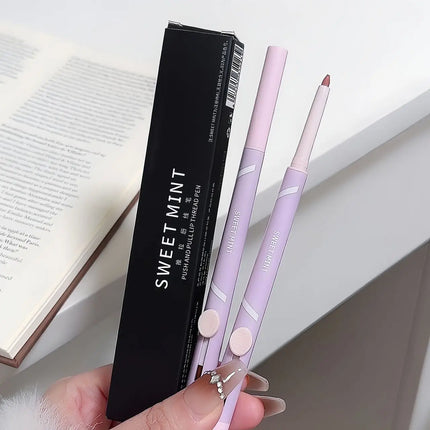 New Lip Liner Pen Matte Lipstick Pen Silver Long Lasting Lip Contouring Non Stick Lipliner Pencil Korean Makeup with Brush