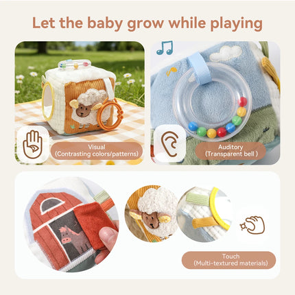 Soft Baby Sensory Toy Cloth Book Tissue Box Security Blanket Plush Cube Crinkle Sounds Mirror Fine Motor Skills 9 Styles Toys