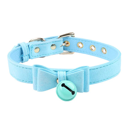 Handmade Sexy Cute Rivet Alternative metal PU Leather Collar Bell Choker Slave Costume BDSM Bondage Necklace Neckband Sex Toys
