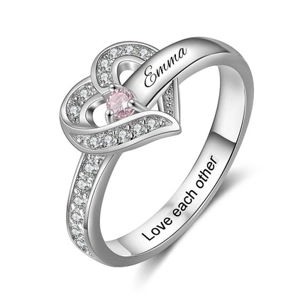Personalized 1-8 Birthstone Rings Family Mothers Cubic Zirconia Ring Custom Engraved Name Rings Jewelry for Women Grandma Couple