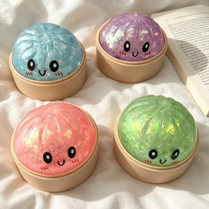 Glitter Colorful Simulated Dumpling Squishy Relaxing Relieve Anxiety Antistress Enhance Happiness Rebound Squeeze Reliever Toy
