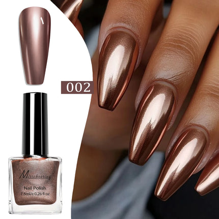 12 Colors Mirror Effect Nail Polish - Metal Chrome No UV Lamp Needed, Quick Dry Long Lasting Nail Lacquer, Professional Salon