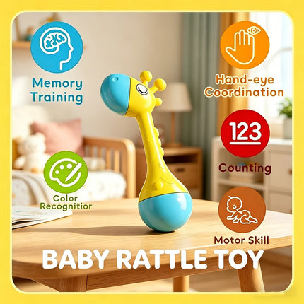 Baby Rattle Infant Developmental Hand Grip Baby Montessori Puzzle Toys Cute Animal Music Sound for Newborn Teether Gift