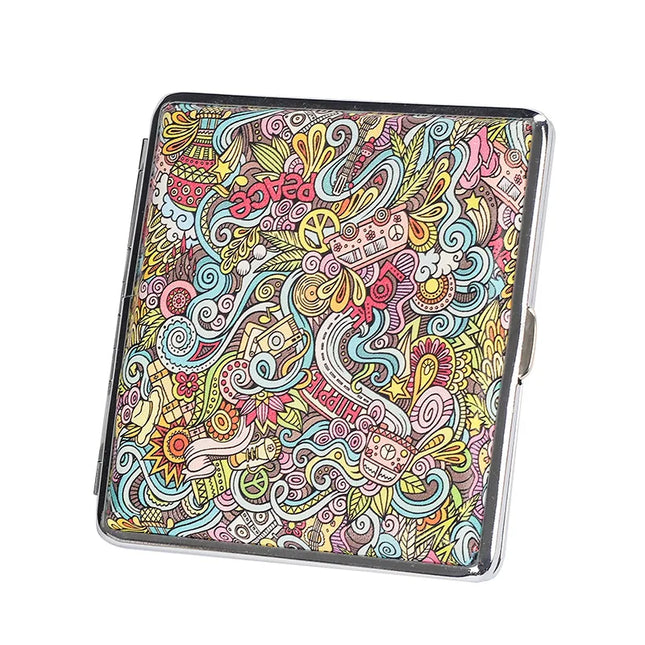 Creative Cigarettes Case Holds 20 Sticks Printed Leather Cigarette Case Smoking Box Sleeve Pocket Tobacco Pack Women Girls Gift
