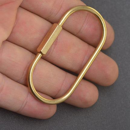 60mm  Bronze Silver matte black brass wire wrap run course oval Screw Lock Carabiner Key ring Keychain DIY EDC housewarm gift
