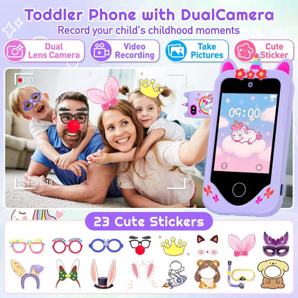 Children Smartphone Phone Toy 2.8inch Touch Screen Dual Cameras For Learning Playing Games Video Player Girl Gift for Christmas