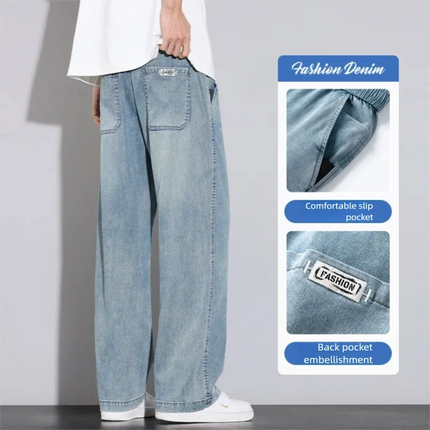 67% Lyocell Jeans Men's Spring/Summer Thin Straight Loose High Quality