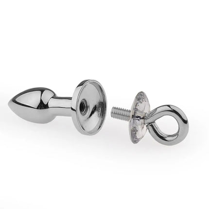 Metal Butt Plug with Jewelry Crystal Fox Tail Detachable Anal Plug Traction Pull Chain Sex Toys SM Game Adults Masturbator Sex