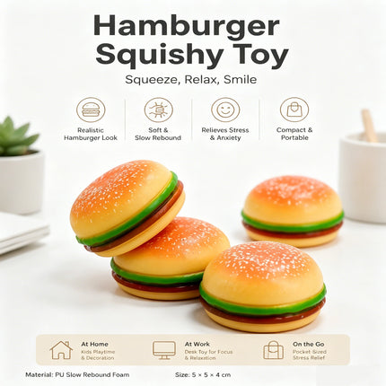 Realistic Hamburger Squishy Toy Soft Elastic Burger Model Freely Squeeze Stretch Portable Stress Relief Artifact For Daily Relax