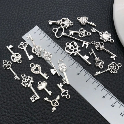 20/100pcs Mini Key Series (Includes Antique Gold/Bronze/KC Gold/Bright Silver Finishes) - Ideal for Handmade Jewelry Crafting"