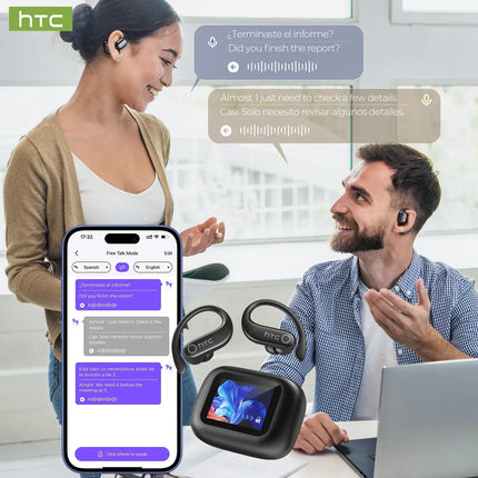 HTC NE61 Bluetooth Earphones Noise Reduction Sports Wireless Headphones AI Translator Heart Rate Monitor Earbuds
