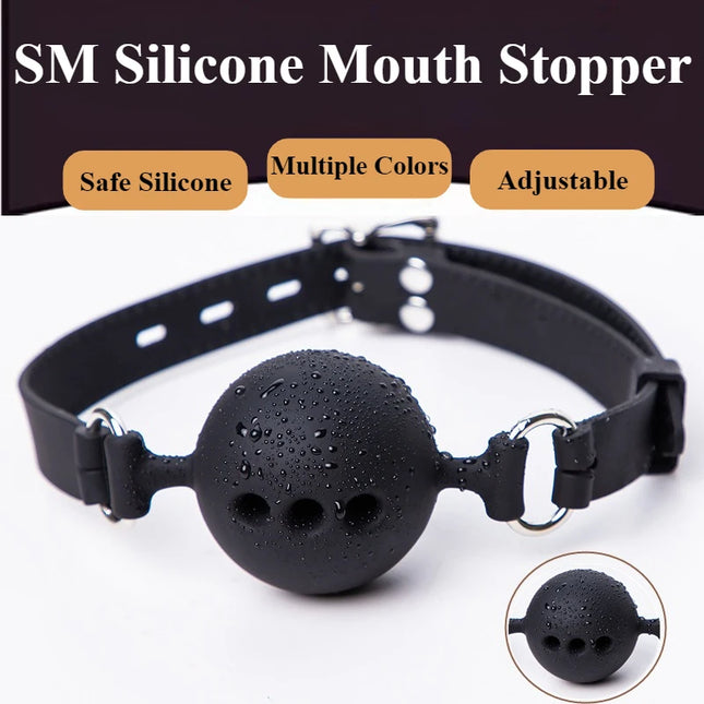 Silicone Mouth Gag SM Restraint Toys Breathable Mouth Plugs Ball Gag Adjustable Belt Mouth Sex Toy For Adult SM Games Erotic 18+