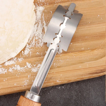 Dough Bread Pastry Cutter with 5 Blades Toast Curved Baguette Bread Knife Wooden Handle Bakers Baking Accessory Pastry Spatulas