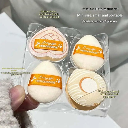 5Pcs/Box Ultra Soft Thumb Makeup Sponge Set Plush Non Absorbent Dry Wet Application Portable Cosmetic Tool