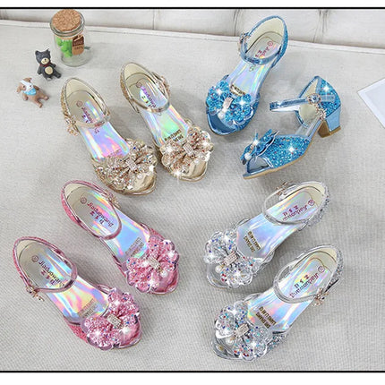 10 Colors Children Princess Sandals Kids Girls Wedding Shoes High Heels Dress Shoes Bowtie Gold Pink Blue Silver Shoes For Girls