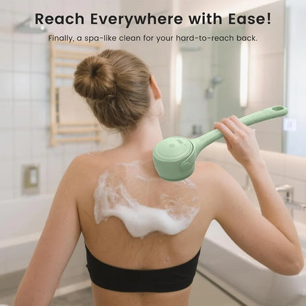 Electric Silicone Bath Brush with Long Handle - Deep Cleaning Massage Bath Brush for Shower Skin Care Body Cleaning