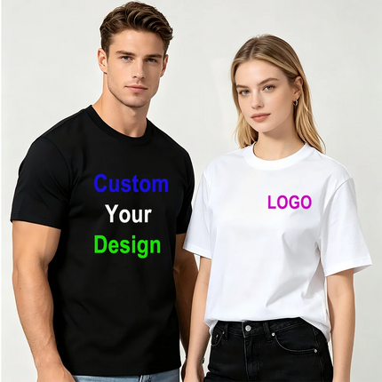 Custom T-Shirt Personalized Logo Photo Text Image Brand Print 100% Cotton Solid 5XL Team Workwear Men Women DIY Your Design Tees