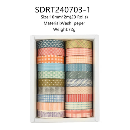 20 Rolls Skinny Washi Tape Scrapbooking School Supplies Basic Slim Decorative Adhesive Tape Stationery Decoration Masking Tape