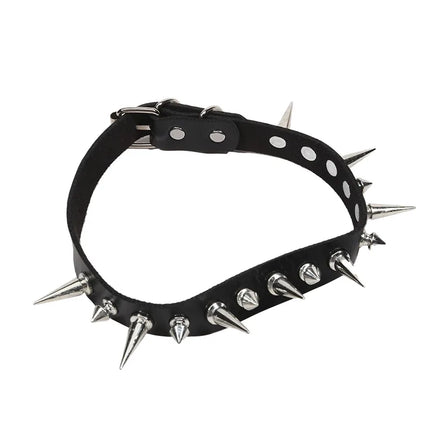 Punk Long Spike Choker Faux Leather Collar for Women Men Cool Big Rivets Studded Chocker Goth Style Necklace Accessories 2025