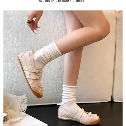 Women Flats Bow Ballet Dance Mary Jane Shoes Summer Sandals 2024 Fashion New Brand Dress Designer Casual Shallow Zapatos Mujer