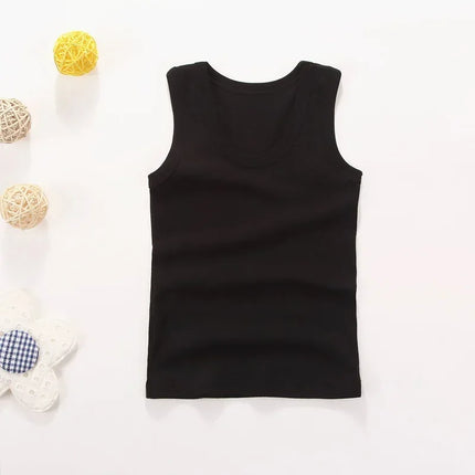 Children's Vests T-shirts Summer Boys Girls Cotton Sports Tops Waistcoat Solid Color Casual Kids Vest
