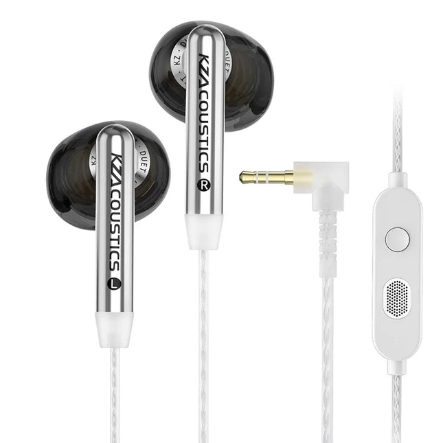 KZ Duet Dual Dynamic Driver HiFi Earphones Quad Core Bass Stereo Wired Earbuds Type C/3.5MM Wired Earphone With HD Dual Mic