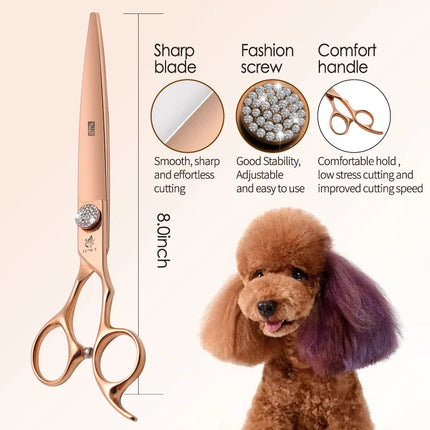 Fenice JP440C Pet Grooming Equipment Scissors Set 7/7.5/8 Inch Straight Curved Thinner Chunker Shears for Canine hairdresser
