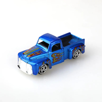 (Boxed) 1/64 Modified Sports Car/Pickup Truck Diecast Toy Set, 6 pieces, die-cast metal, boy's toy, sliding model, no pullback.