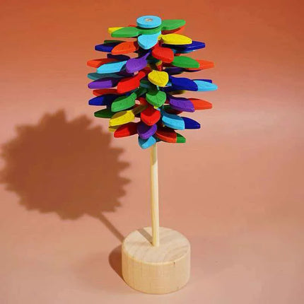 Wooden Rotating Lollipop Fibonacci Sequence Art Creative Idea Stress Relief Office Home Novelty Gadget for Adults Kids