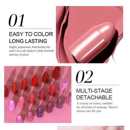 4 in 1 Cute Matte Lipstick Crayon Kit Combo Purple Lip Tint Velvet Sexy Moisturizing Lipstick Pen Waterproof Lasting Lip Makeup