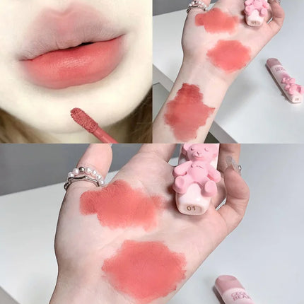 Gegebear Bear Lip Glaze Matte Velvet Lipstick Long-lasting Whitening Lip Cream Lip Mud